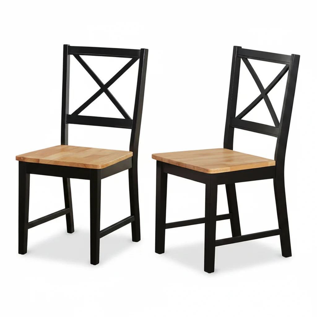 Set of 2 Solid Wood Crossback Dining Chairs by Simple Living
