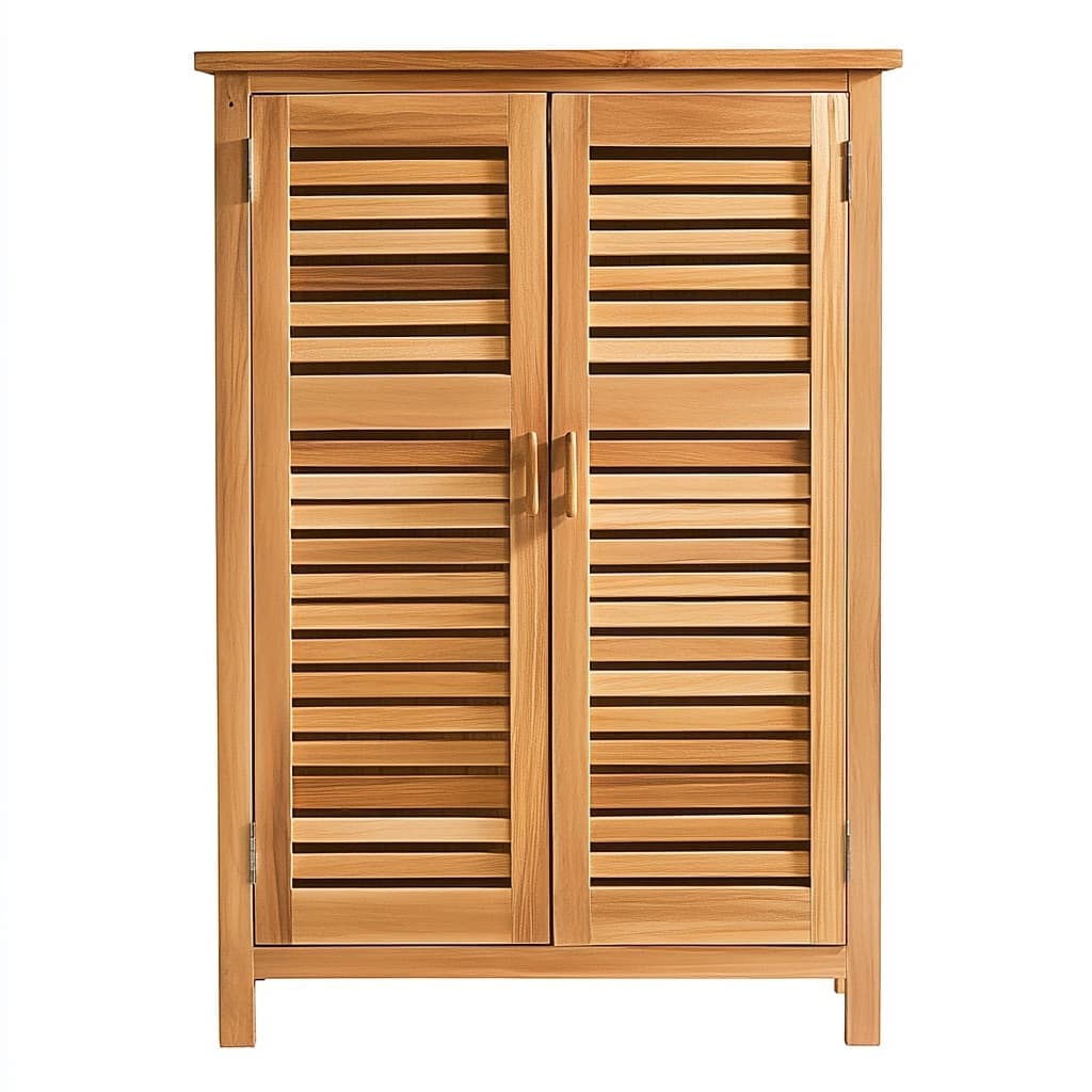 Armario de Madera Maciza Roble Marrón Rústico Persiana 100x80x35cm