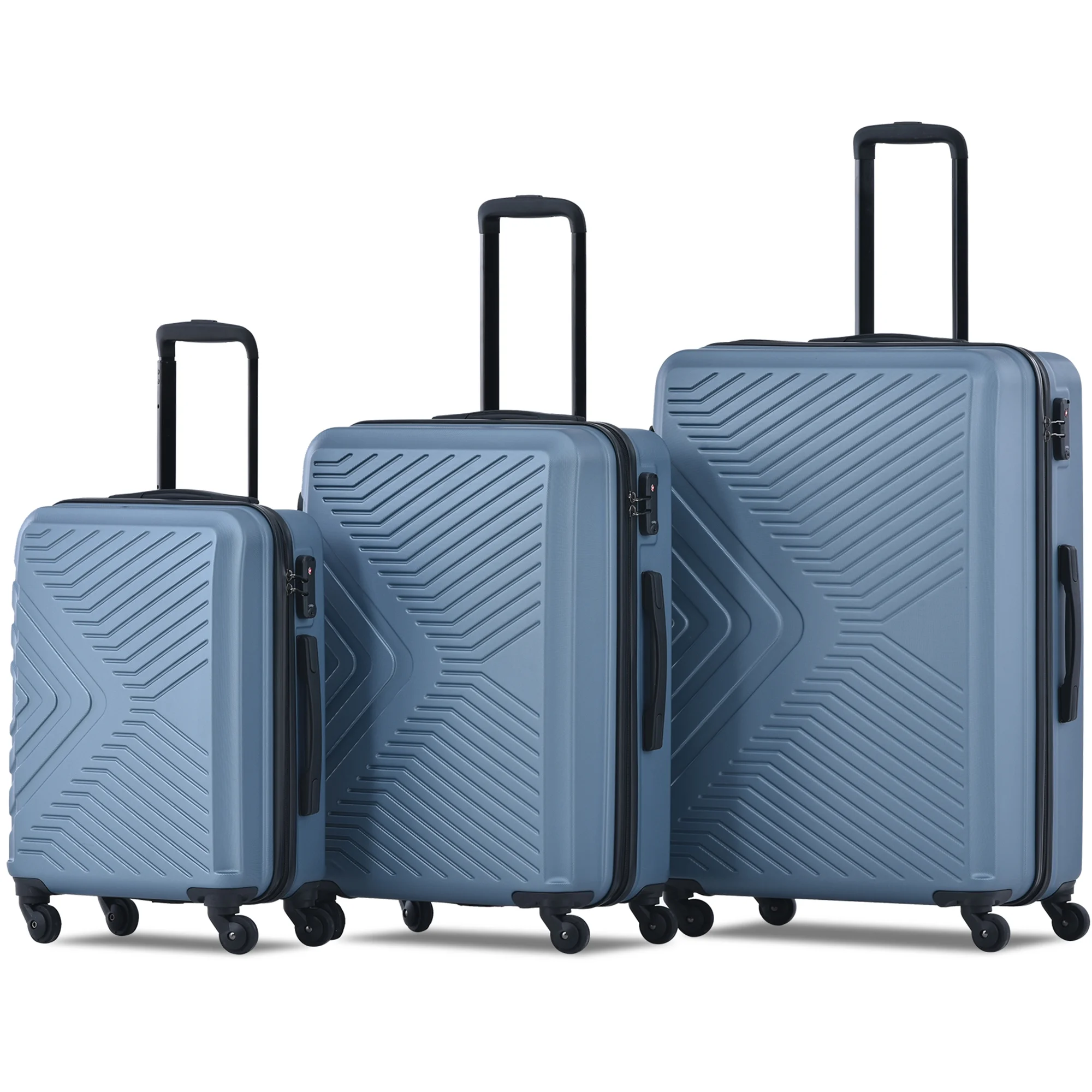 3 Piece Blue Luggage Travel Set, 20" 24" 28" Carry on Luggage with Spinner Wheels, Lightweight Hard Case Luggage Travel Suitcase Christmas Gifts for Business Trip Holiday Travel Cruise(Blue)
