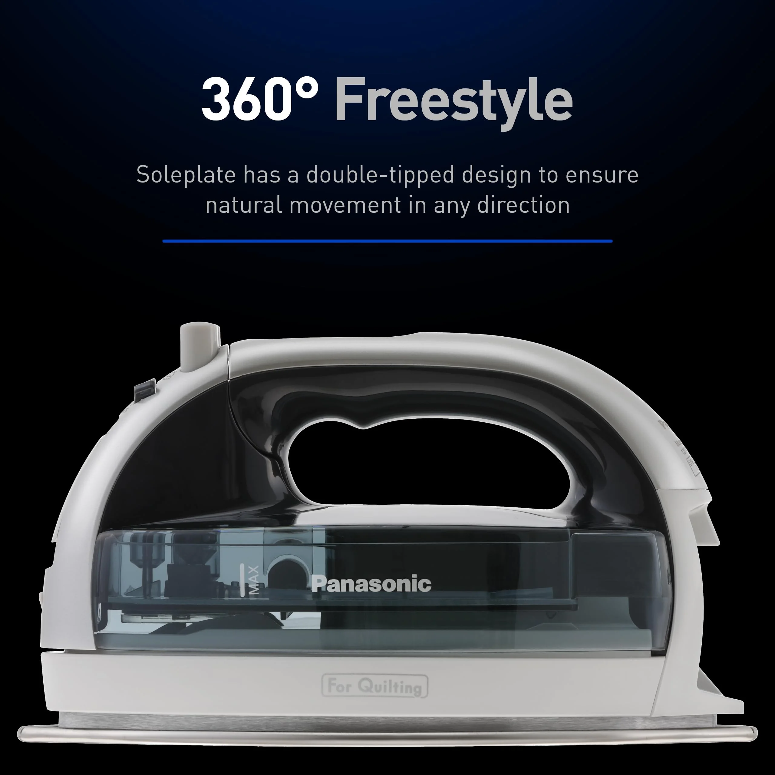 Panasonic Cordless Iron, Portable 360-Degree Freestyle Dry/Steam Iron with Precision Tips and Stainless Steel Soleplate, Anti-Calc and Anti-Drip, Power Base and Carrying/Storage - NI-QL1100L (Silver) - Image 7