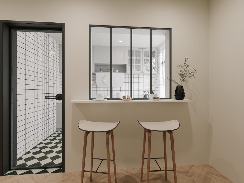 Cristalera atelier BAYVIEW de aluminio termolacado negro - 120x105 cm