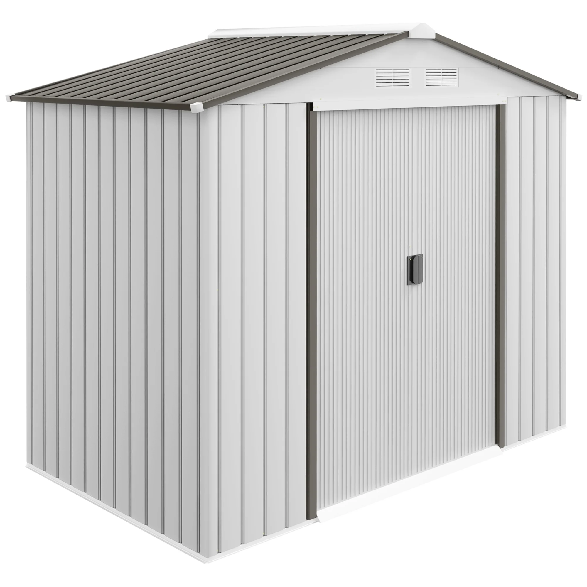 Outsunny 7' x 4' Metal Storage Shed Organizer, Garden Tool House with 4 Vents and 2 Sliding Doors for Backyard, Patio, Garage, Lawn, Dark Gray - Image 67