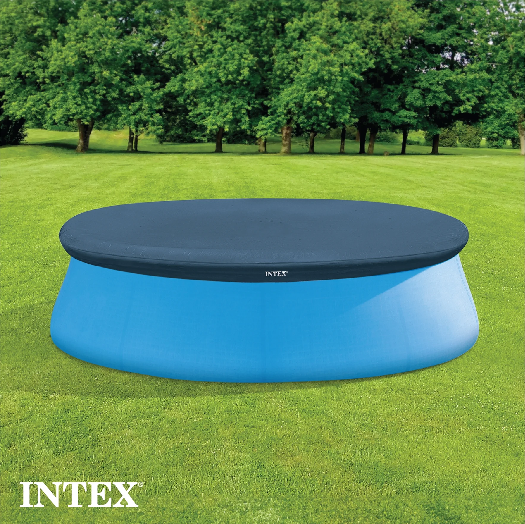 Intex Swim Center Round Inflatable Outdoor Lounge Pool with Pool Cover - Image 7