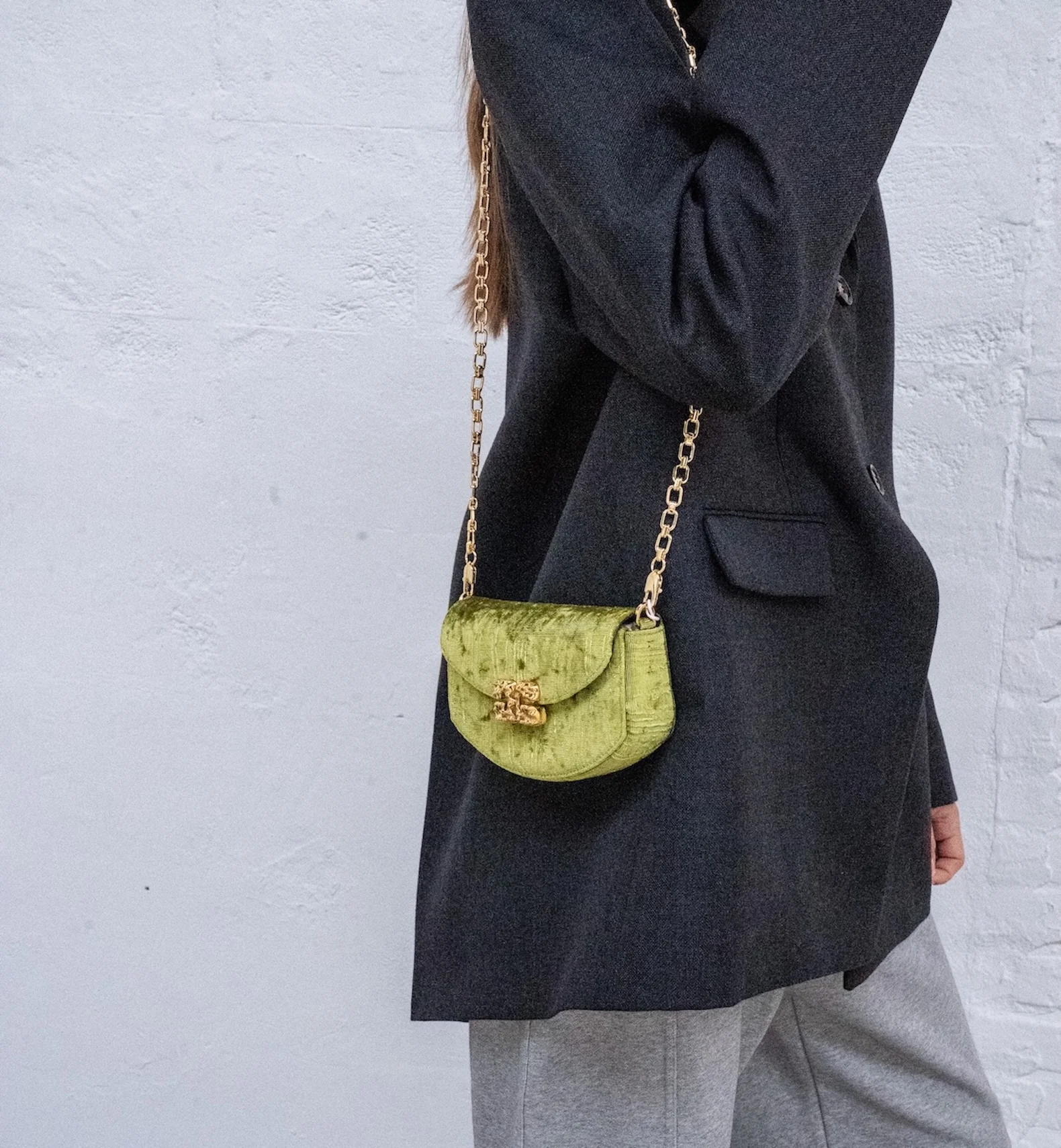 GANNI Lulu Wallet On Chain Velvet Moir
