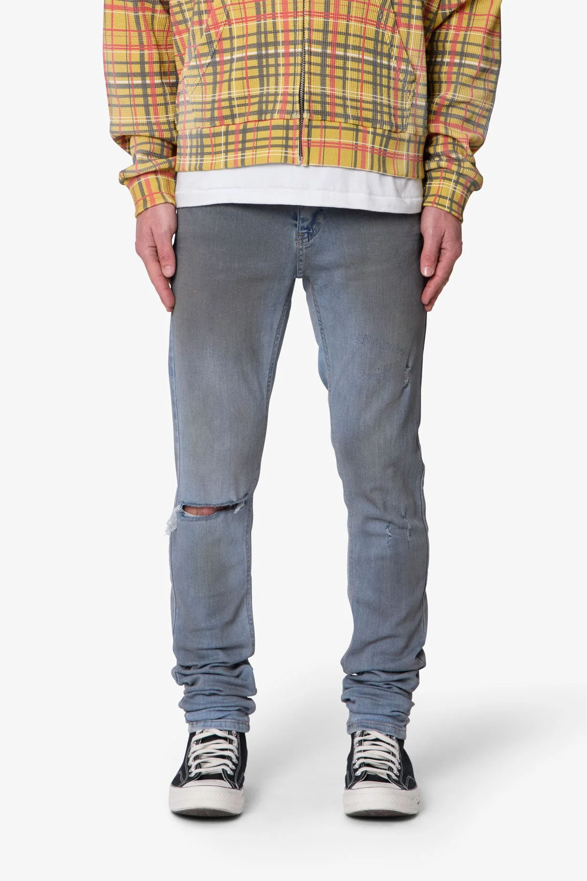 Oil Ruched Skinny Denim - Blue