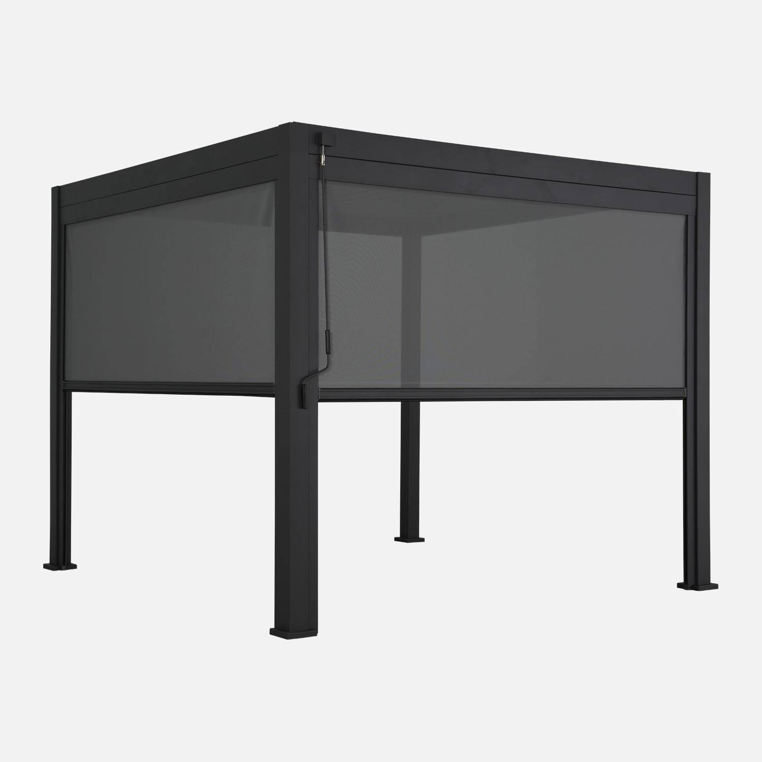 Triomphe 3x3m + accesorios - Pérgola bioclimática 3x3m V2 + 2 toldos verticales de 3m