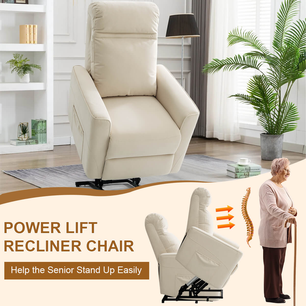 Power Lift Chair with Kneading Massage, Fabric