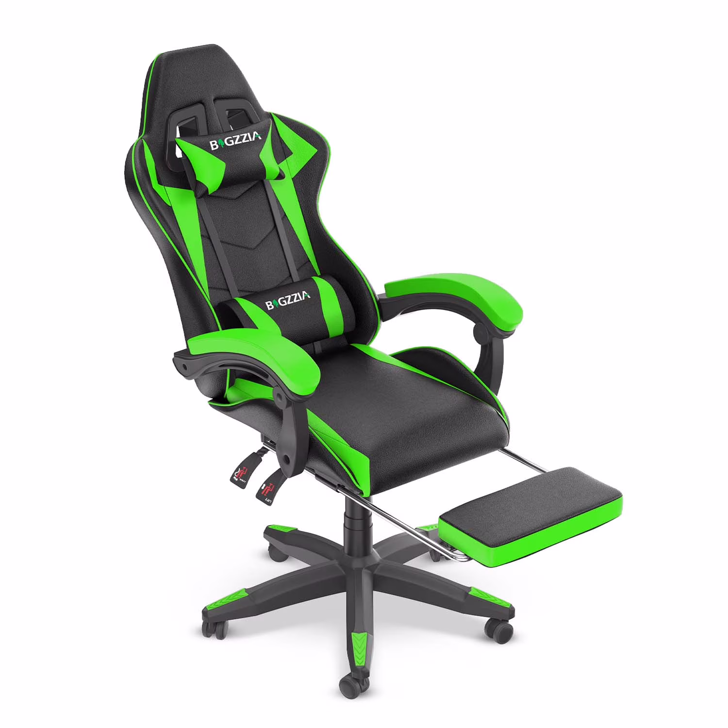 Bigzzia Gaming Chair Office Chair, Ergonomic Game Chair with Height Adjustable Headrest and Lumbar Support for Adults Teens, Black & White - Image 22