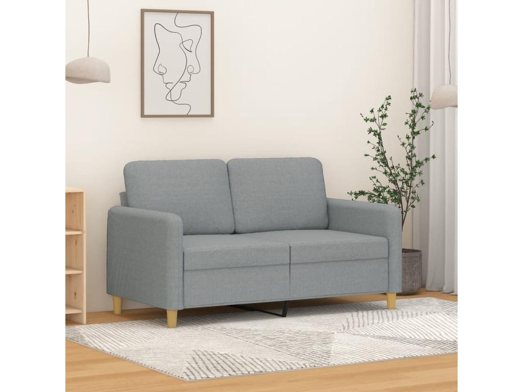 Sofá de 2 plazas de tela gris claro 120 cm
