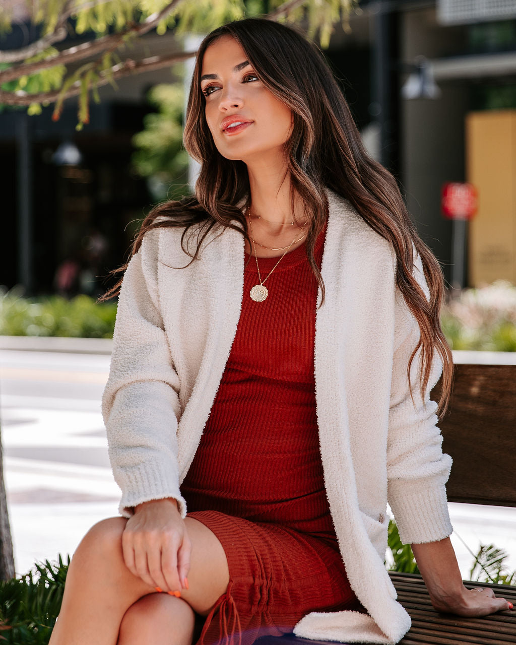 Good Lover Pocketed Chenille Cardigan - Cream - SALE - Se7enfashion