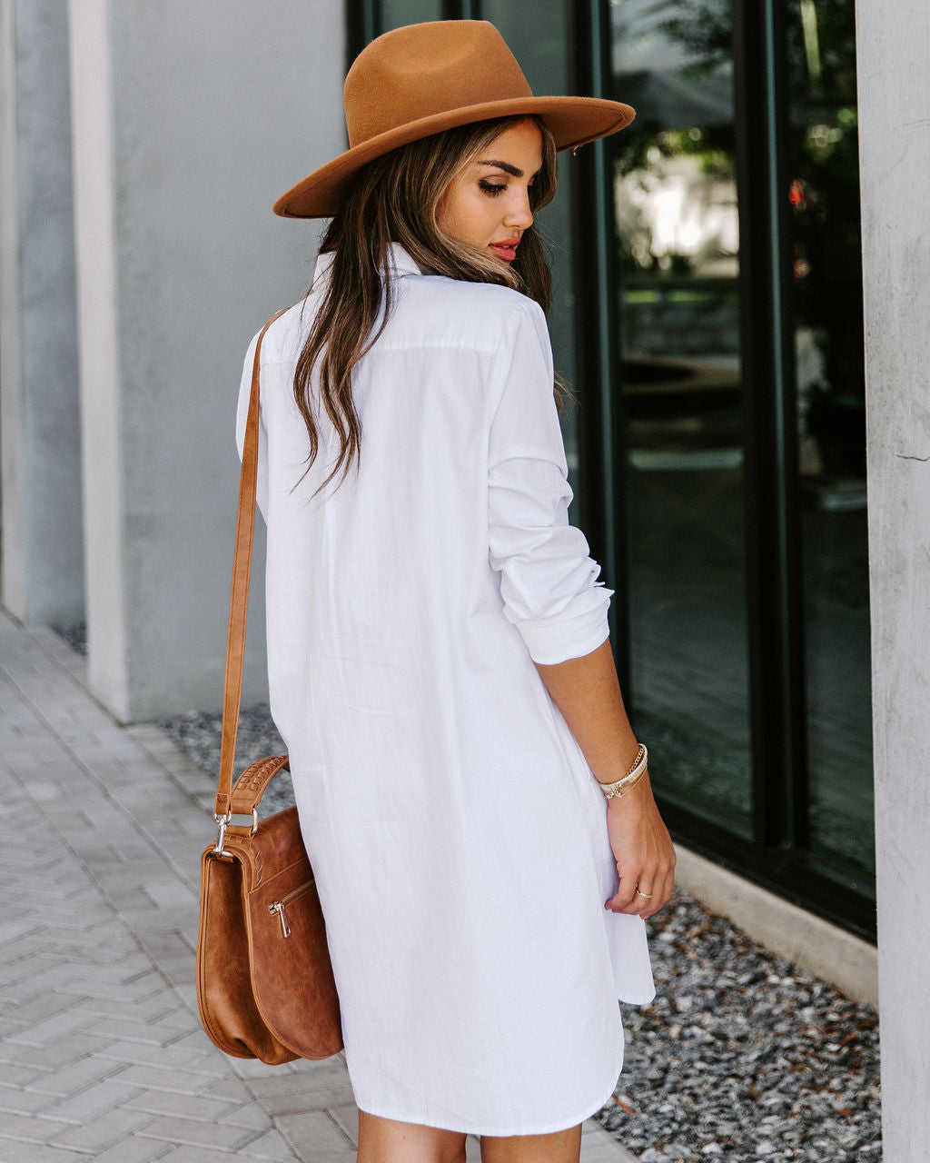 Risky Business Pocketed Button Down Shirt Dress - White - Se7enfashion
