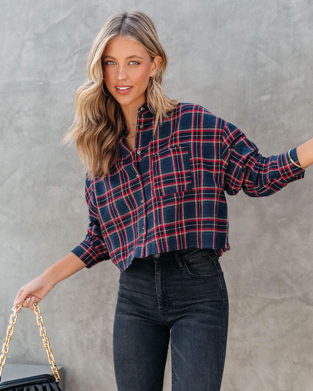 Novalynn Plaid Button Down Top - Se7enfashion