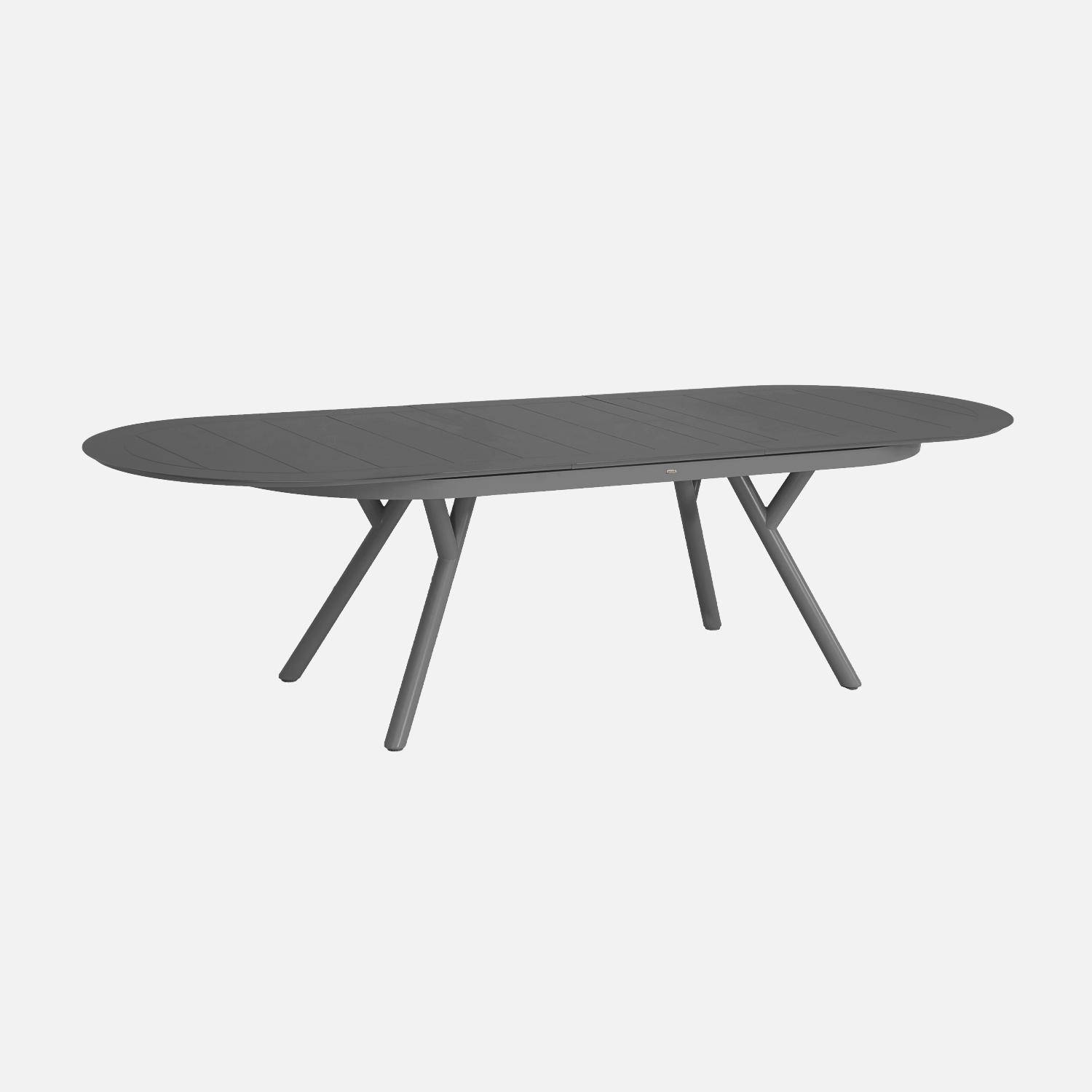 Metora - Mesa de jardín ovalada extensible de aluminio, 10 plazas