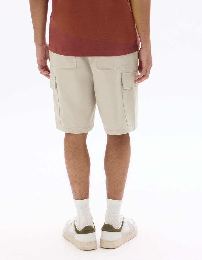 Stretch Cotton Cargo Shorts - Beige