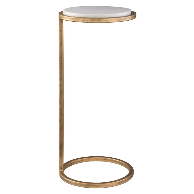 Copper Grove Vintage Gold Iron and White Marble Accent Table