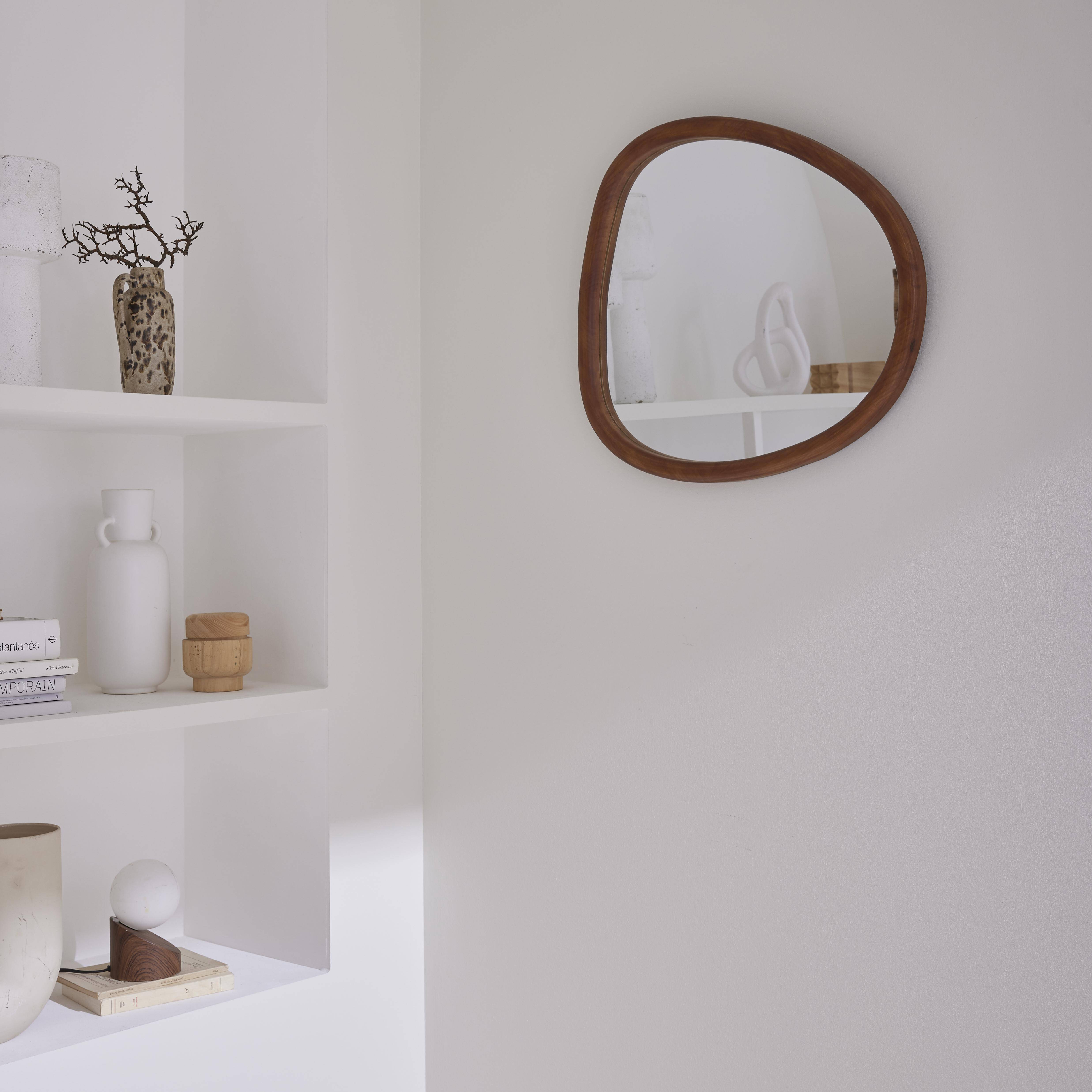 Charlie - Espejo de madera de abeto decorativo de pared, 55cm