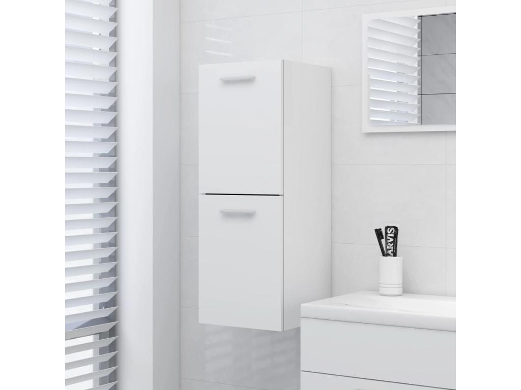Mueble de baño Blanco 30x30x80 cm Madera contrachapada