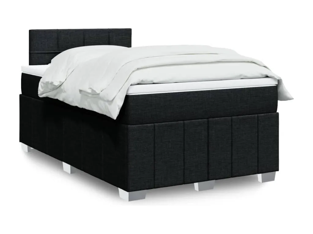 Cama box spring con colchón tela negro 120x200 cm daf3518447