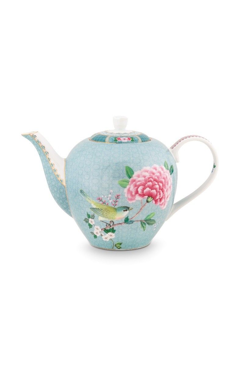 Tea Pot Large Blushing Birds Blue
