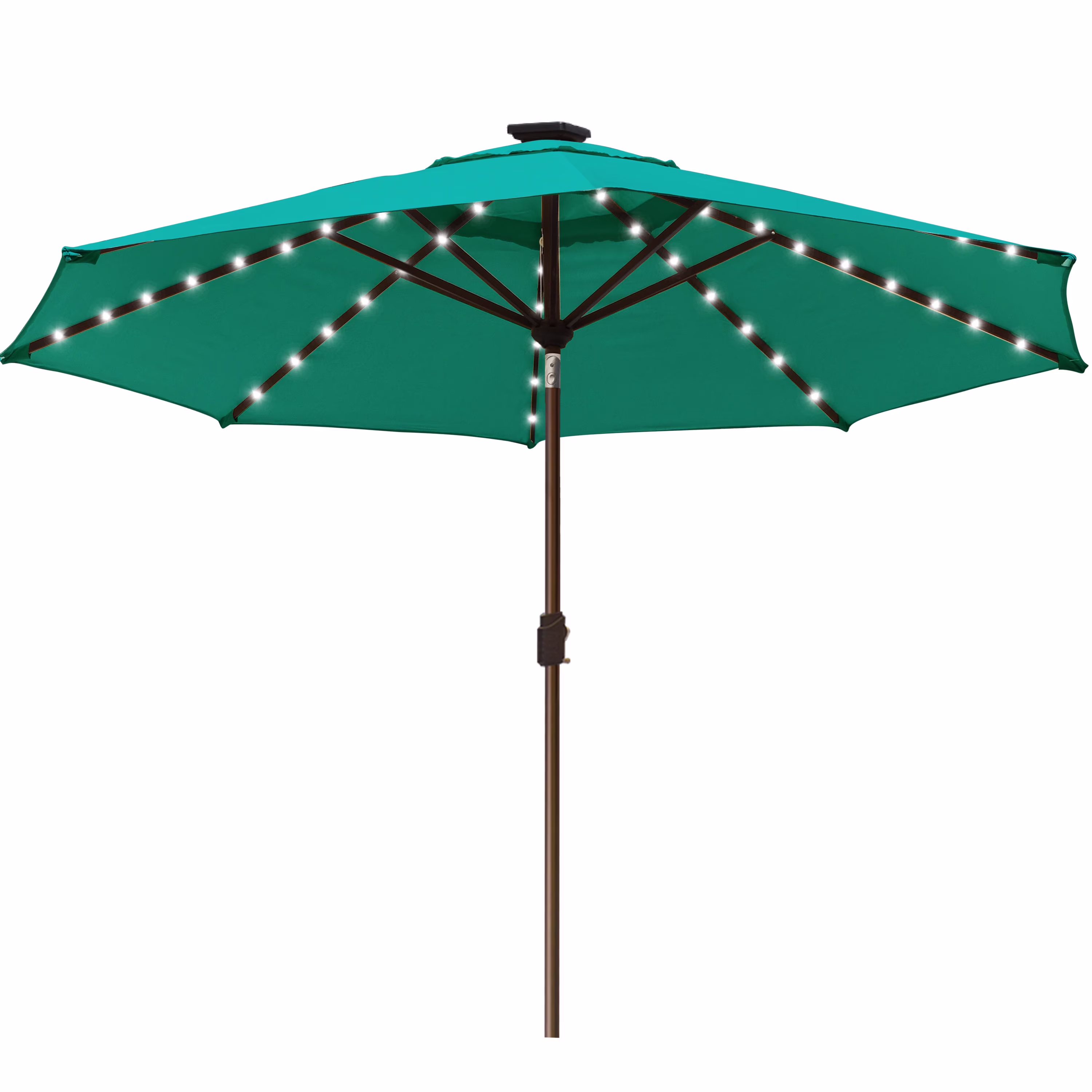 EliteShade Sunbrella Solar Umbrellas 9ft Market Umbrella with 80 LED Lights Patio Umbrellas Outdoor Table Umbrella with Ventilation and 5 Years Non-Fading Top,Ruby