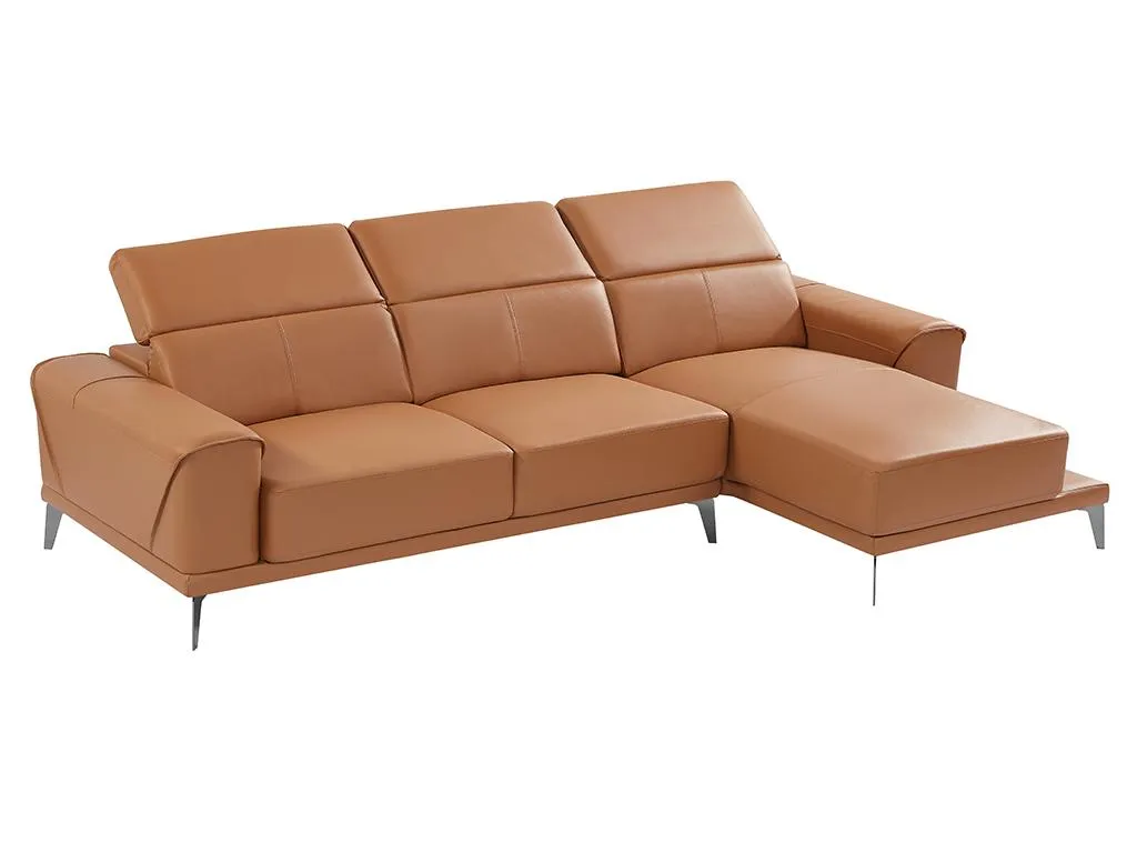 Sofá rinconera (ángulo derecho) de piel de búfalo camel Banakdecoracion 08734KCQV