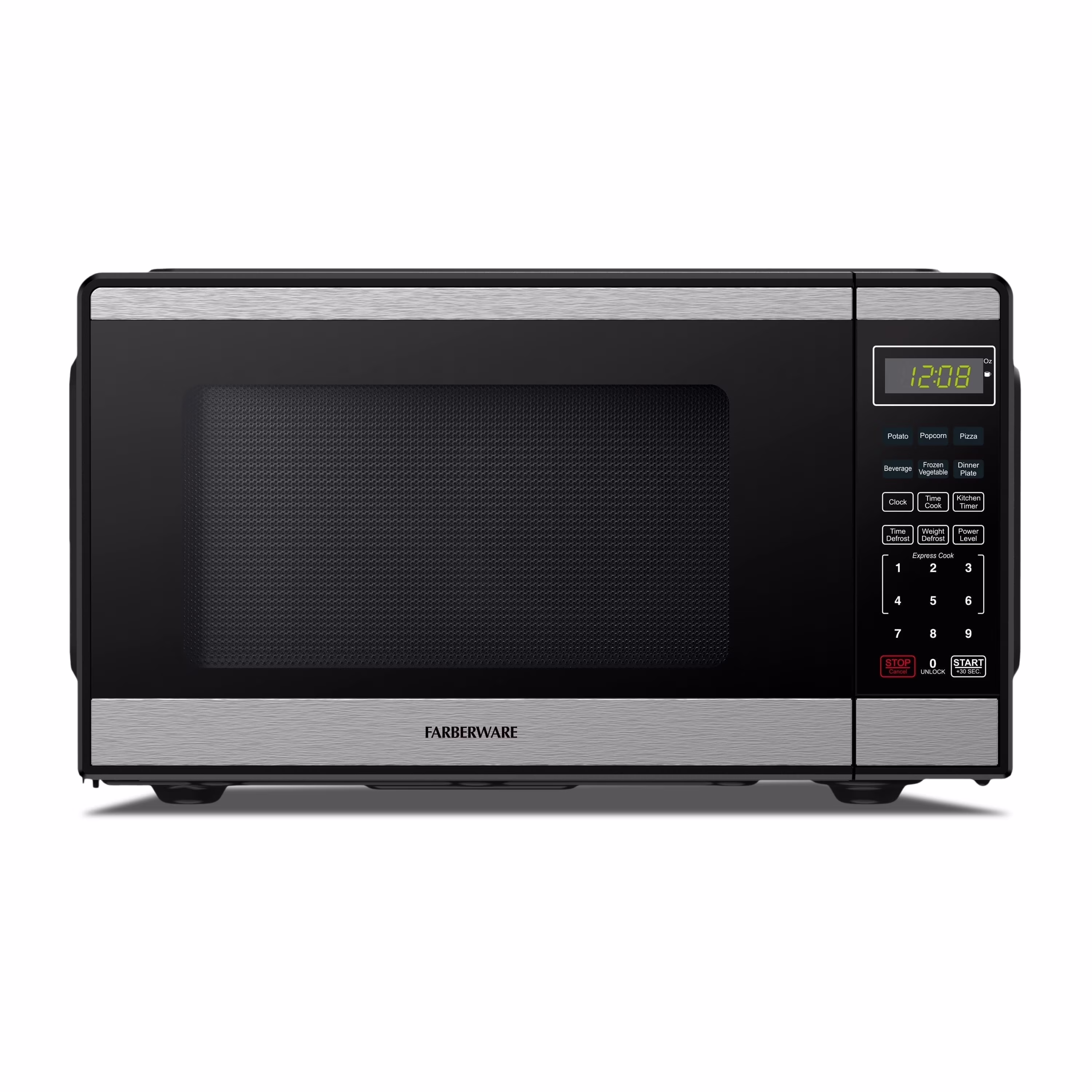 Farberware FMGZ09BKA 0.9 Cu. Ft. Microwave Oven, 900W, Digital Control, LED Display, 6 Cooking Presets, Black