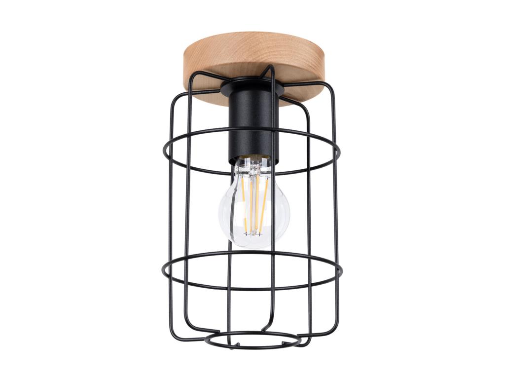 Lámparas de techo Gotto industrial de acero/madera - 1 fuentes luminosas - L.15 x A.25 cm - madera negra