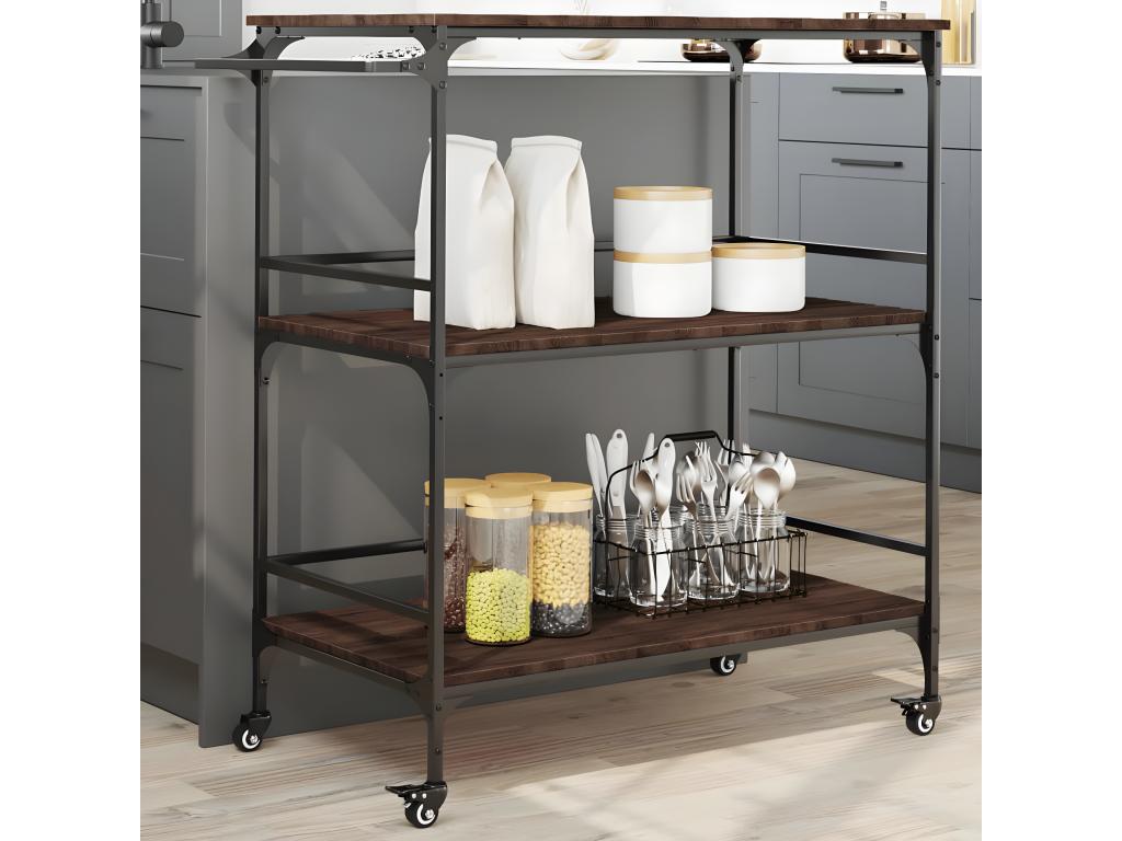 Laocacasas Carrito de cocina madera ingeniería marrón roble 100,5x50x105cm