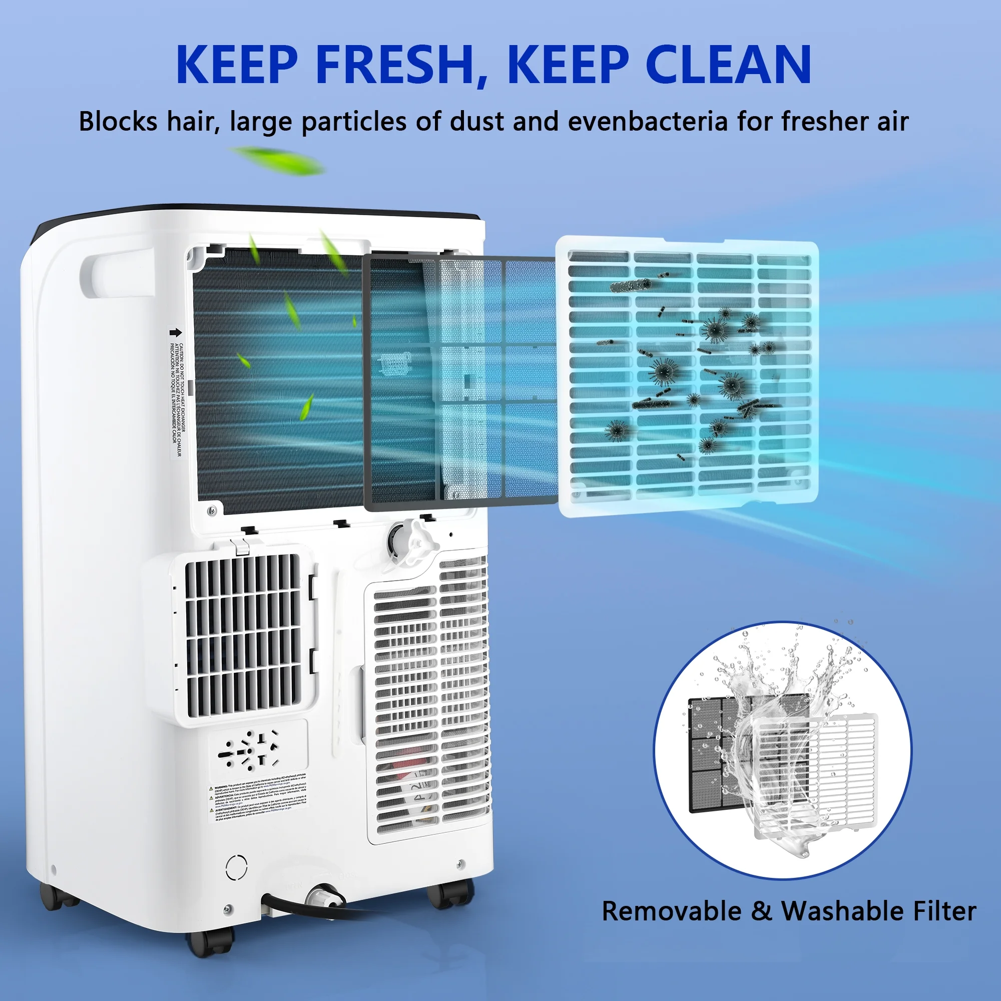 Fosawd 12000 BTU Portable Air Conditioner Cools up to 500 Sq. ft, 3-in-1 AC, Dehumidifier, Fan - Image 9