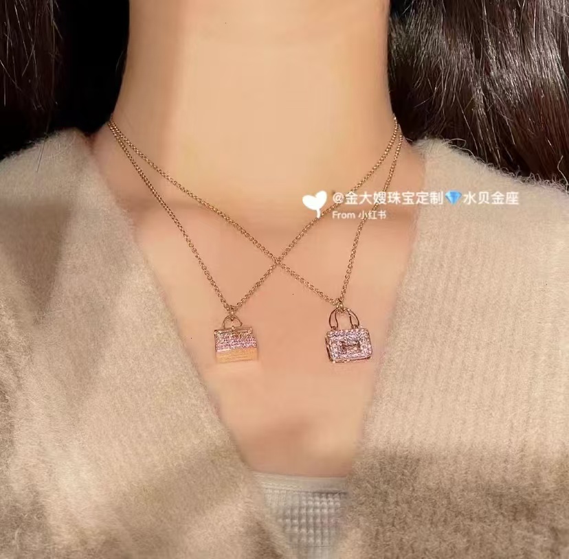 Hermes Diamond Paved Bag Pendant Necklace - Original Replica Club