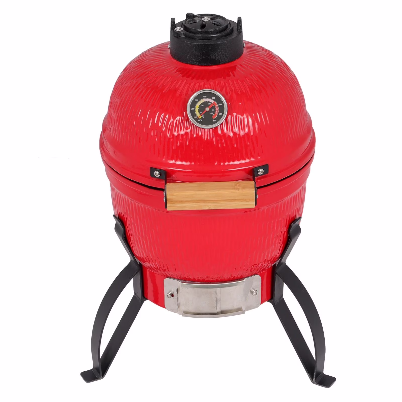 13 in Orange Ceramic Charcoal Grill Round Kamado Style BBQ Cooker Portable Outdoor Smoker Barbecue Grill for Patio Garden Backyard Camping Cooking with Vents and Temperature Control Grill Rack