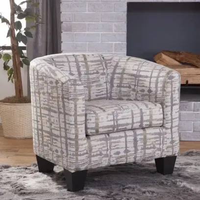 Grafton Home Enzo Gold and Grey Splatter Upholstered Accent Barrel Chair