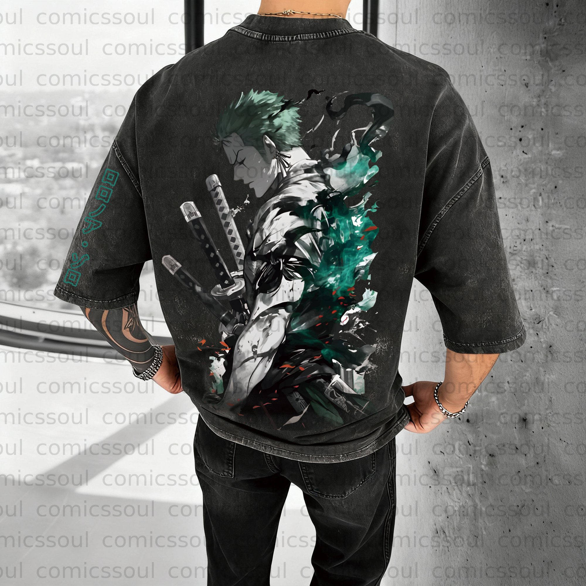 Unisex Anime Inspired Vintage Washed T-Shirt