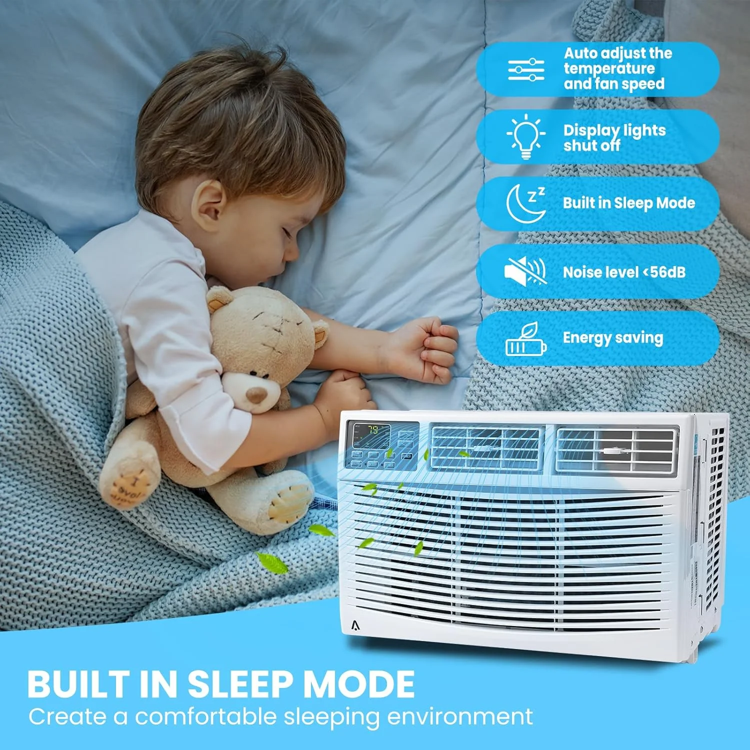 12000btu Window Air Conditioner With Wi-fi Enabled, Remote Control, Cooling Up To 550sq.ft, 115v Wall Mounted Window Ac Units For Rooms, Dehumidifier, Fan, Reusable Filter - Image 8