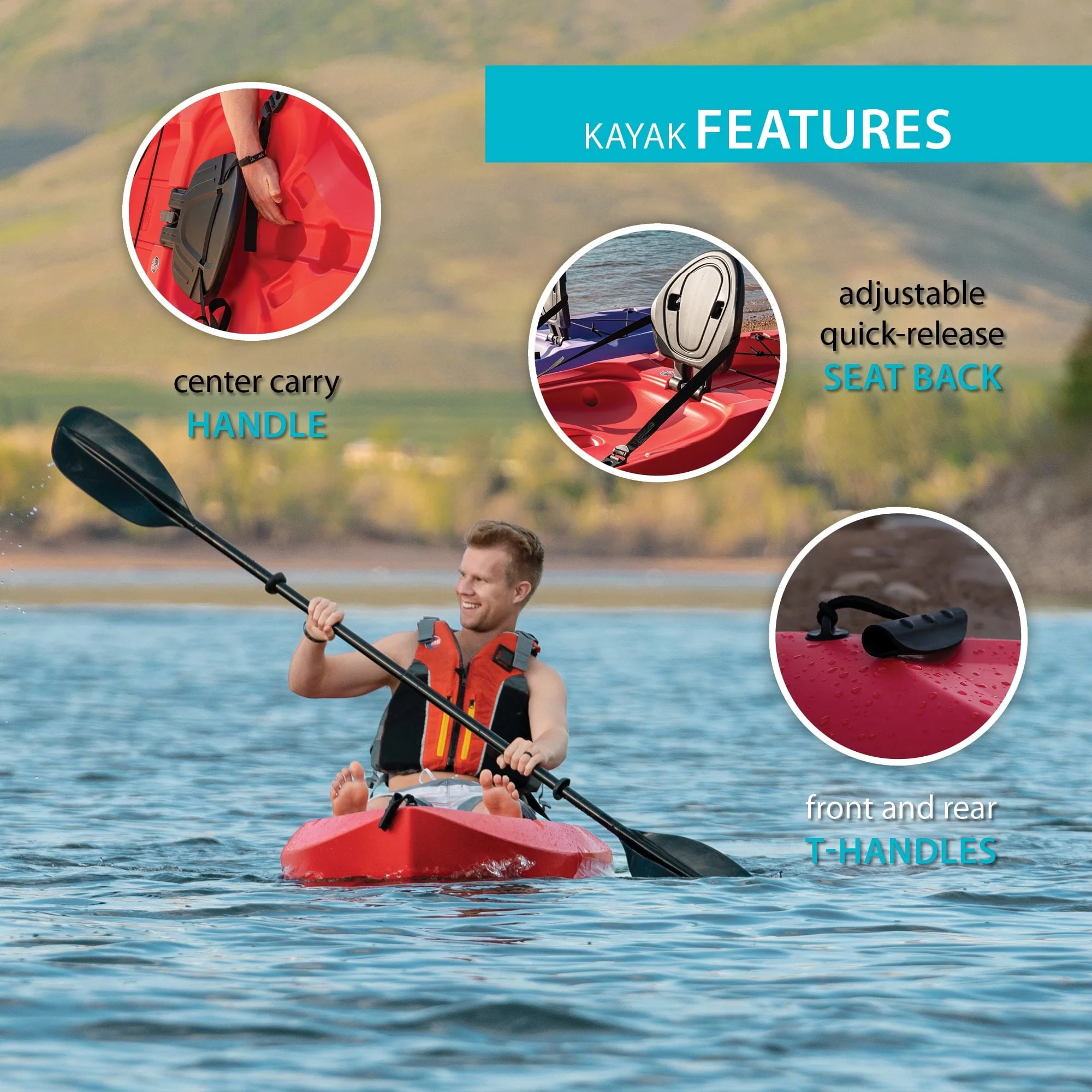Lifetime Daylite 8 ft Sit-on-Top Kayak, Red (90775) - Image 5