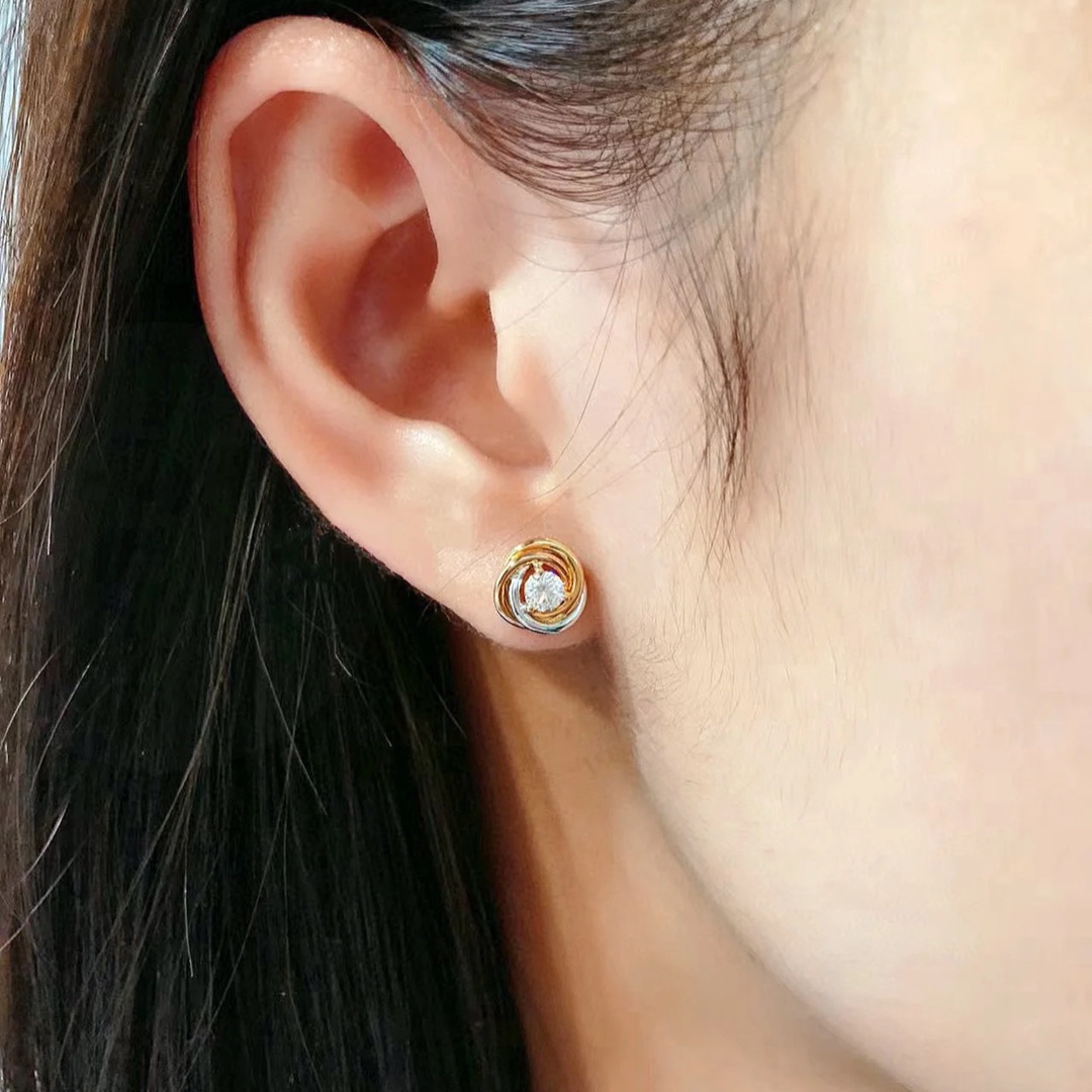 Cartier Trinity Stud Earrings, 2 Diamonds - Original Replica Club