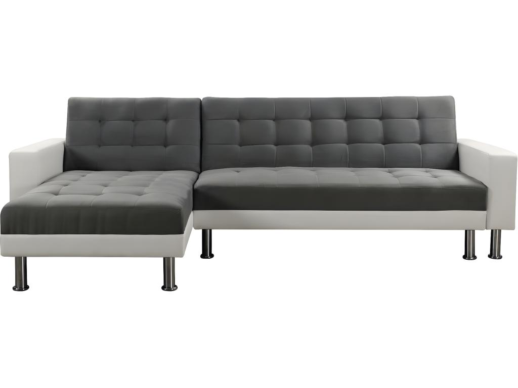 Sofá esquinero convertible y reversible - 4 plazas - blanco y gris