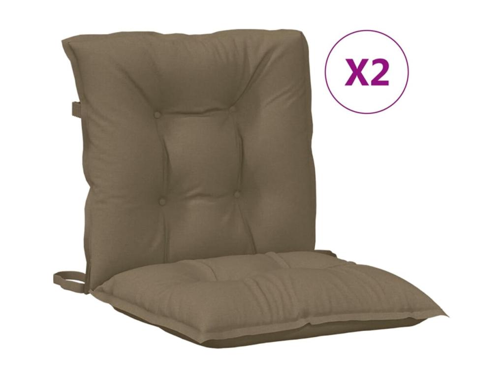 Cojines silla respaldo bajo 2 ud tela taupe melange 100x50x7 cm