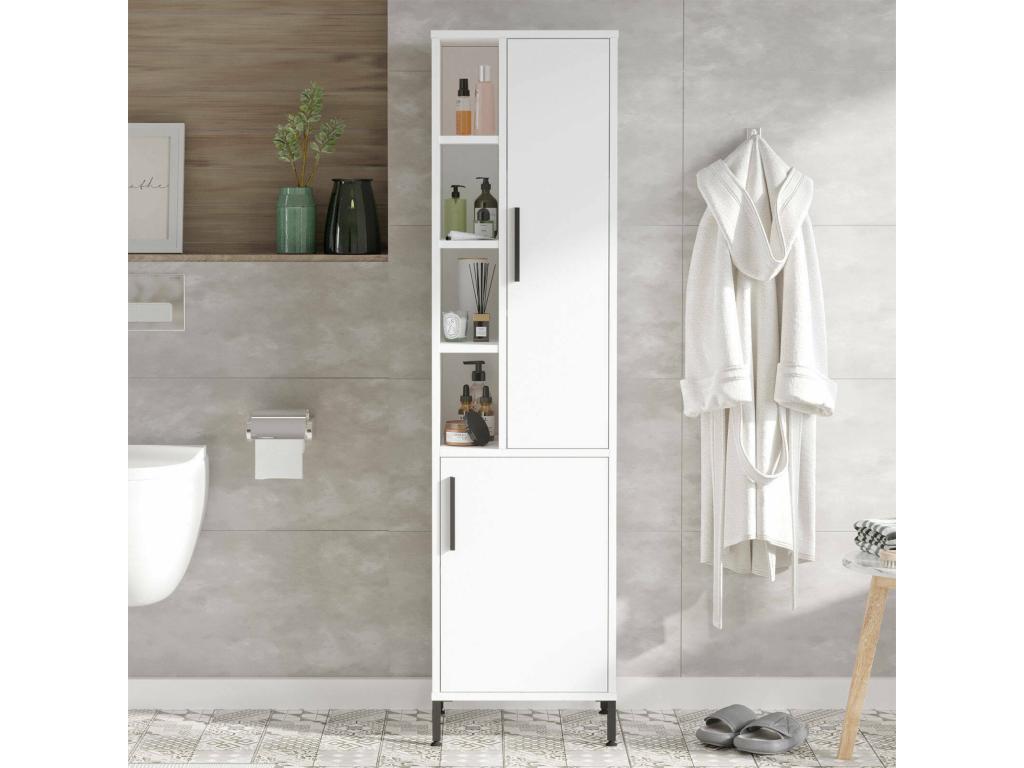 Armario multiusos 2 puertas Nestleare - Muebles multifuncionales - Zapatero - Armario para zapatos - 45x36 h174 cm - Blanco