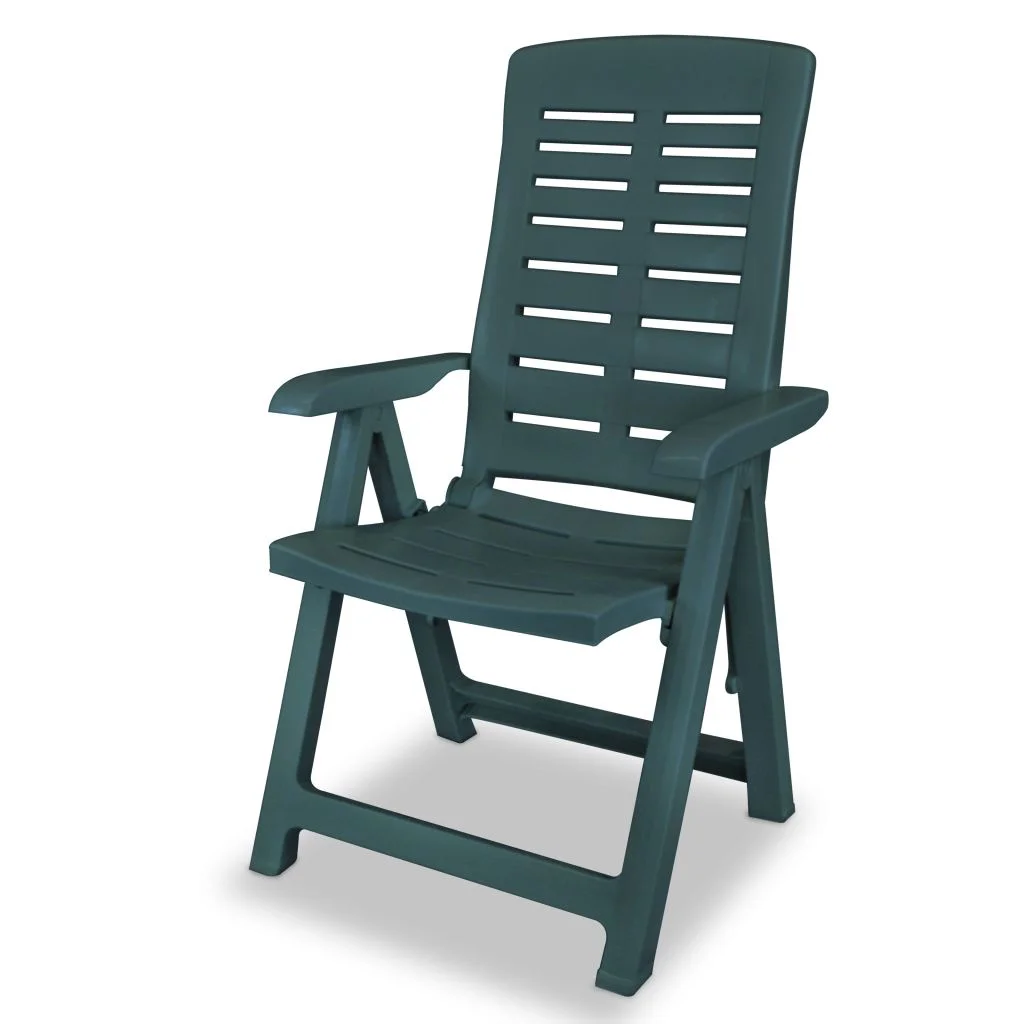 vidaXL Reclining Patio Chairs Outdoor Stack Dining Chair with Armrest Plastic - Image 33
