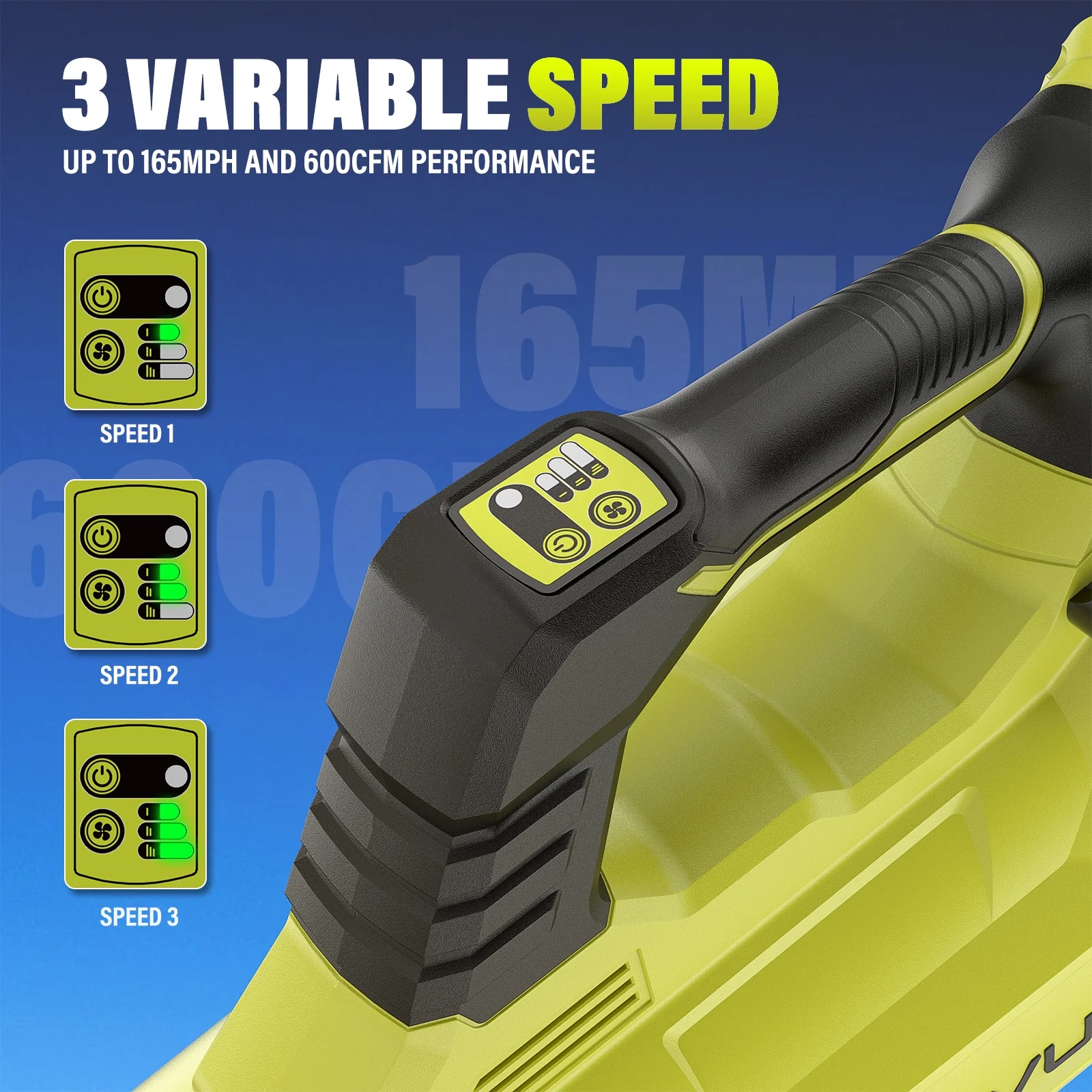 40V Leaf Blower - 650CFM Leaf Blower Cordless with 2 X 5.0Ah Battery & Charger, 4-Speed Electric Leaf Blower, Battery Powered Leaf Blower for Snow Blowing & Yard - Image 15