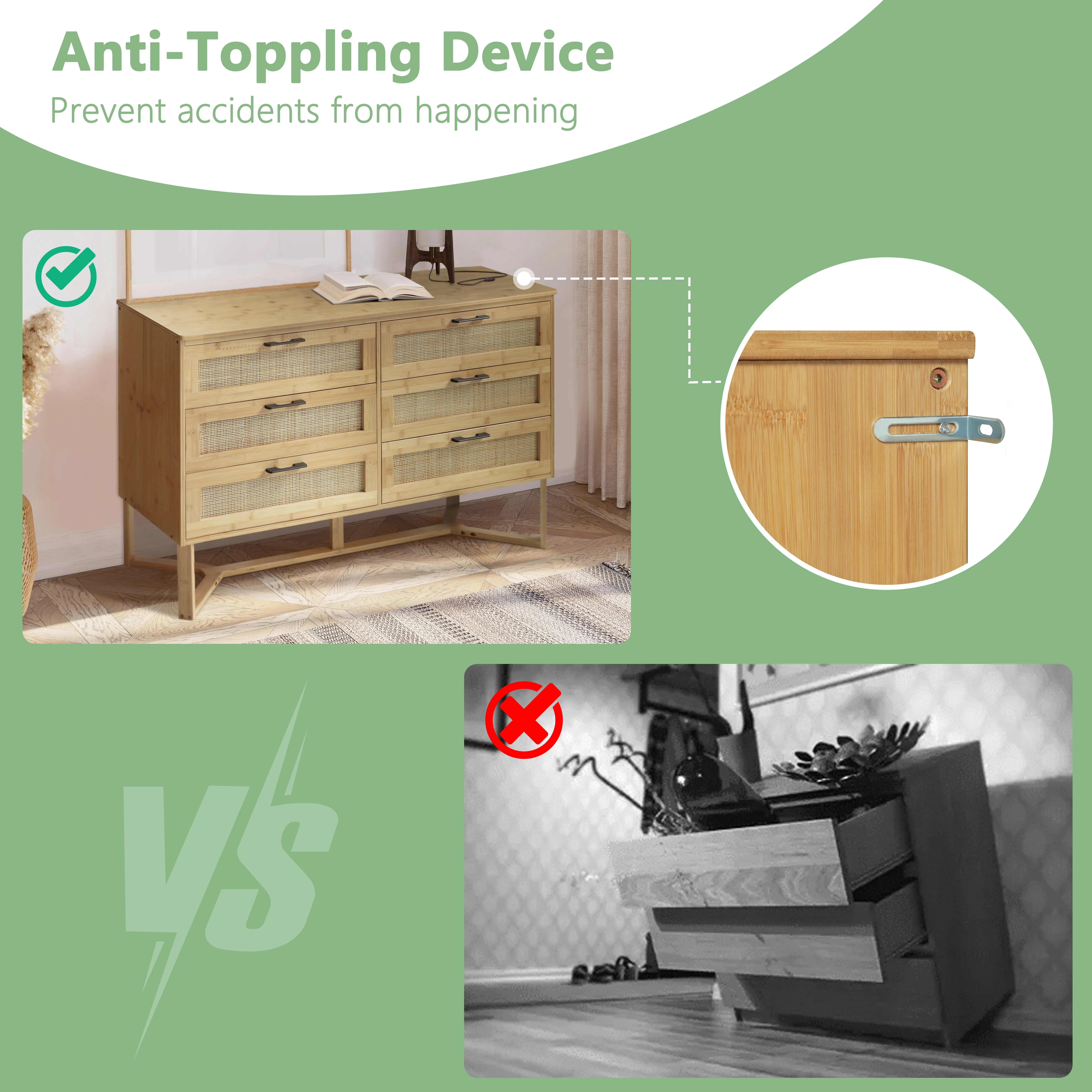 VEIKOUS Oversized 5-Drawer Dresser Chest, Large Storage Dresser for Bedroom Storage, Oak - Image 43