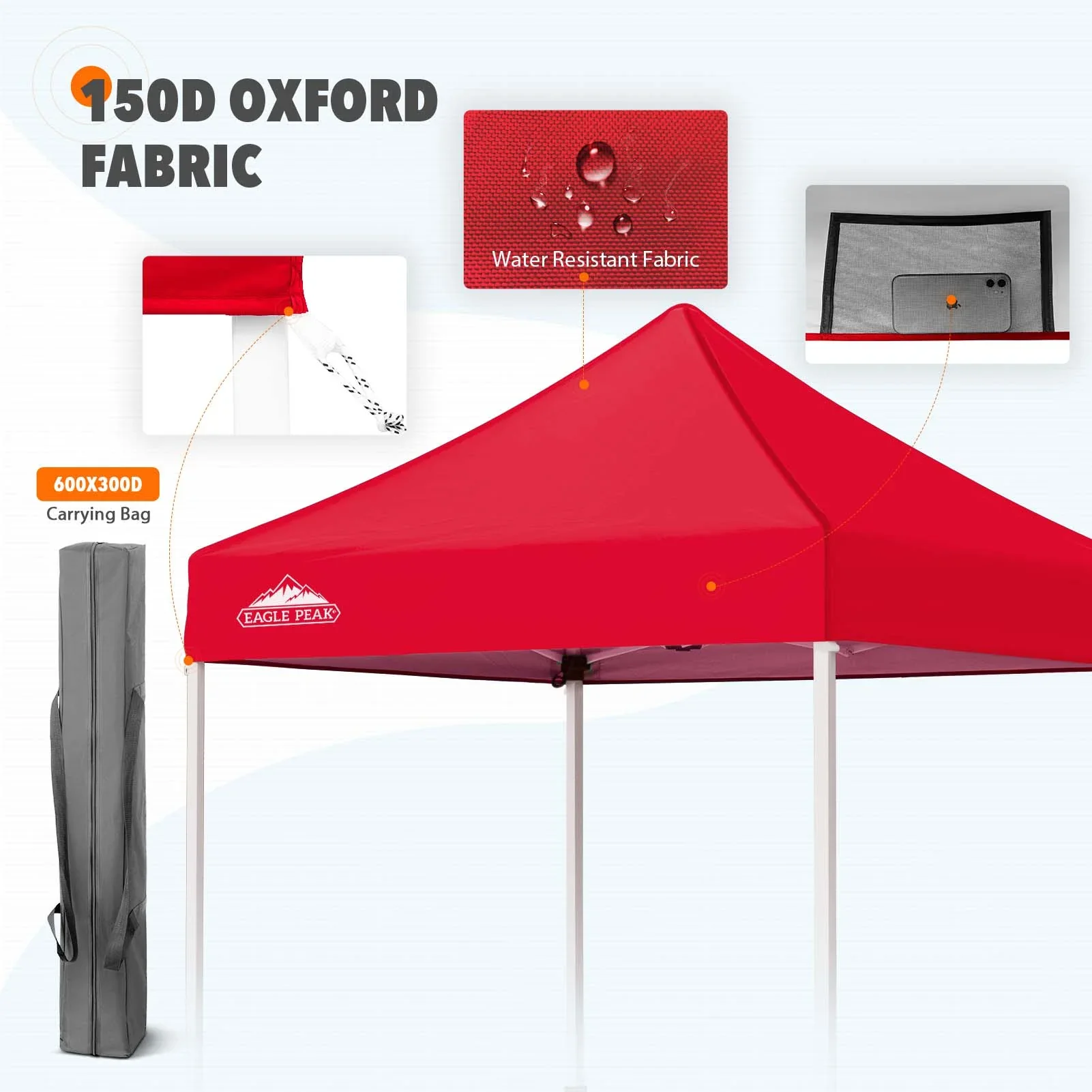 EAGLE PEAK 5x5 Pop up Canopy Tent Instant Outdoor Canopy Easy Set - up Straight Leg Folding Shelter（blue）