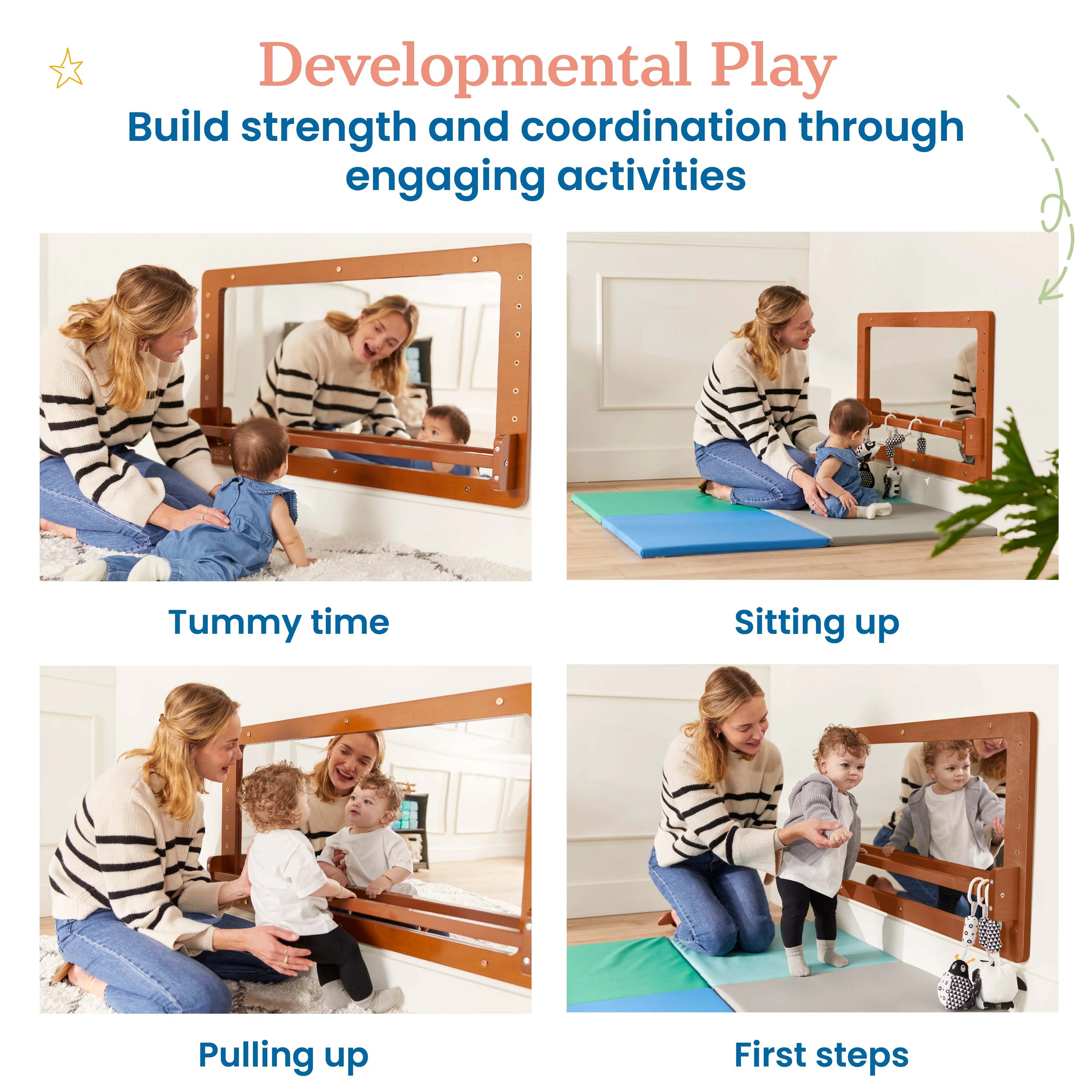 ECR4Kids Wall-Mounted Coordination Mirror, Natural - Image 15