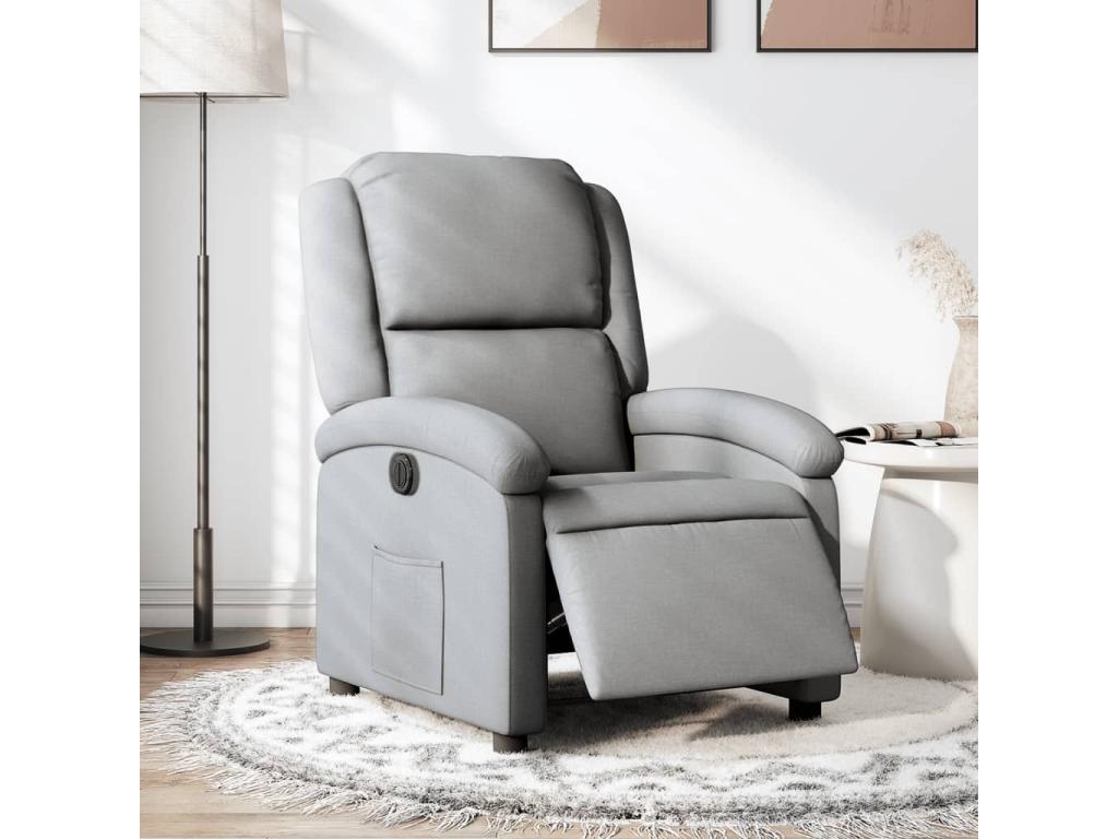 Sillón reclinable eléctrico tela gris claro