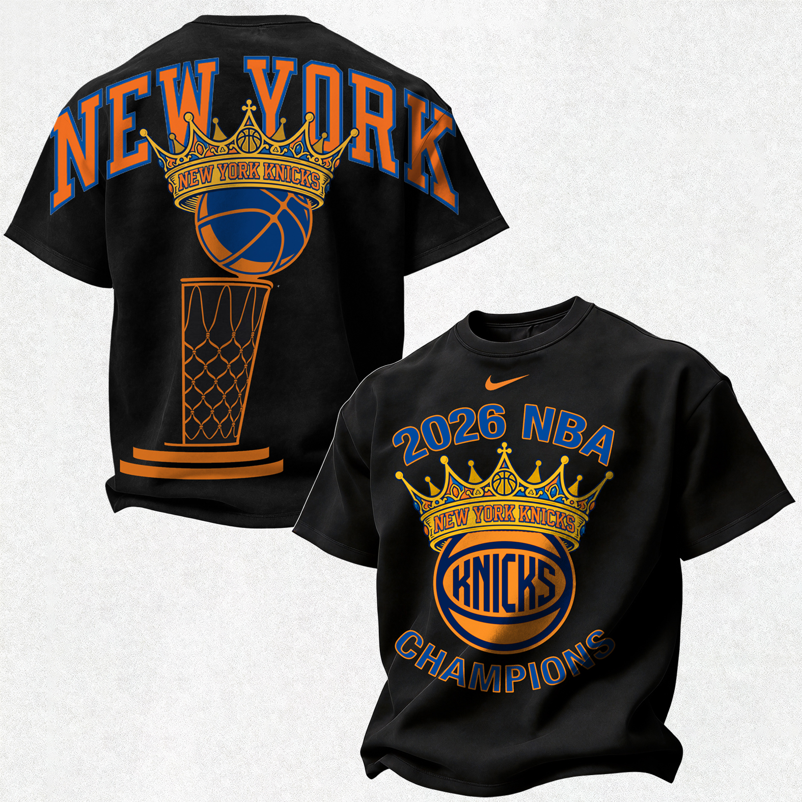 New York Basketball 2026 Retro Block Trophy Printed Unisex Oversized T-shirt