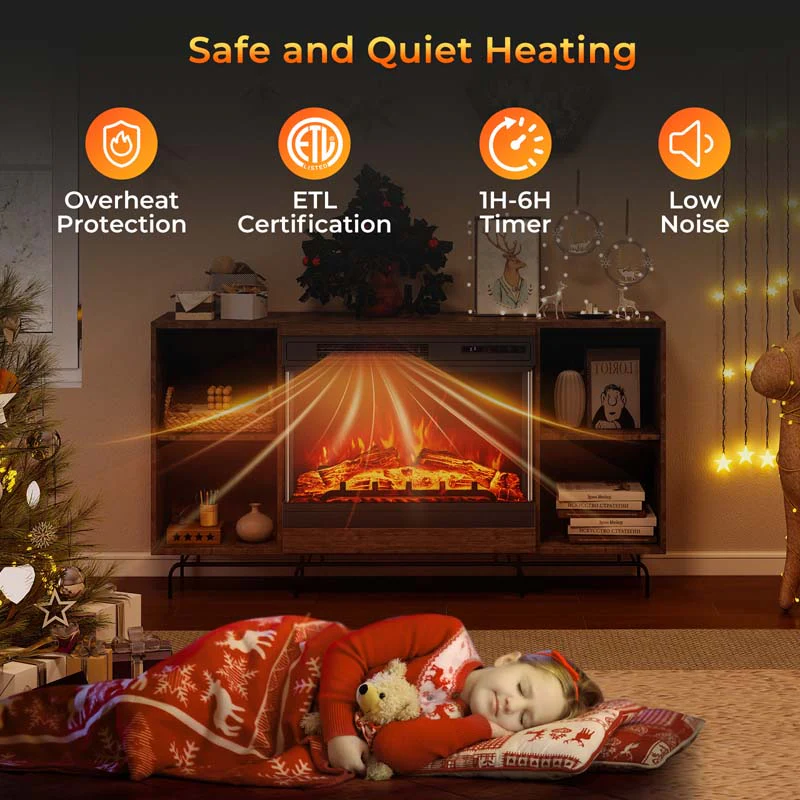 Eletriclife 24 Inches 3-Sided Glass Electric Fireplace Heater with Remote Control