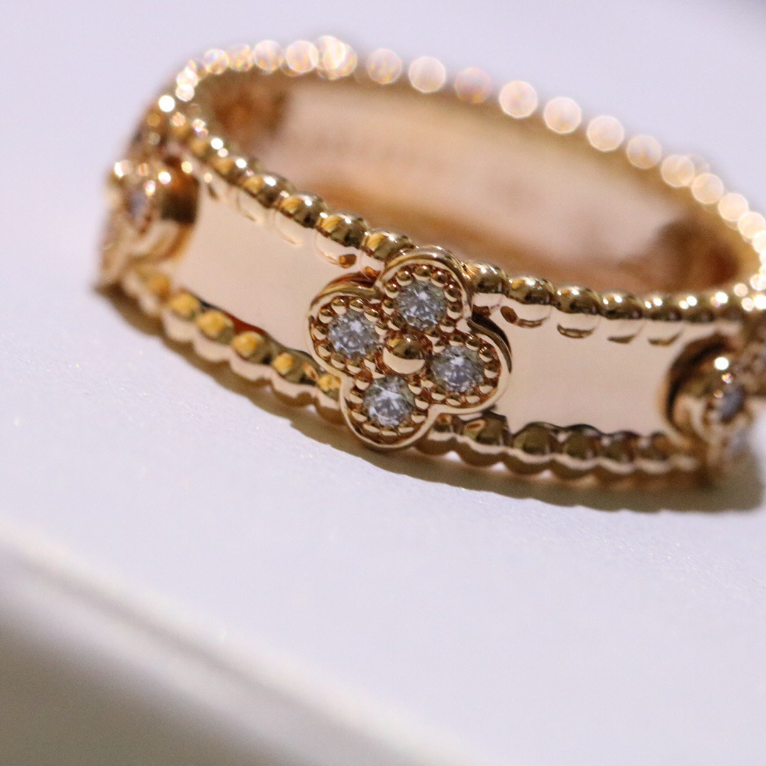 VCA Perlee Narrow Four Leaf Clover Ring - Original Replica Club