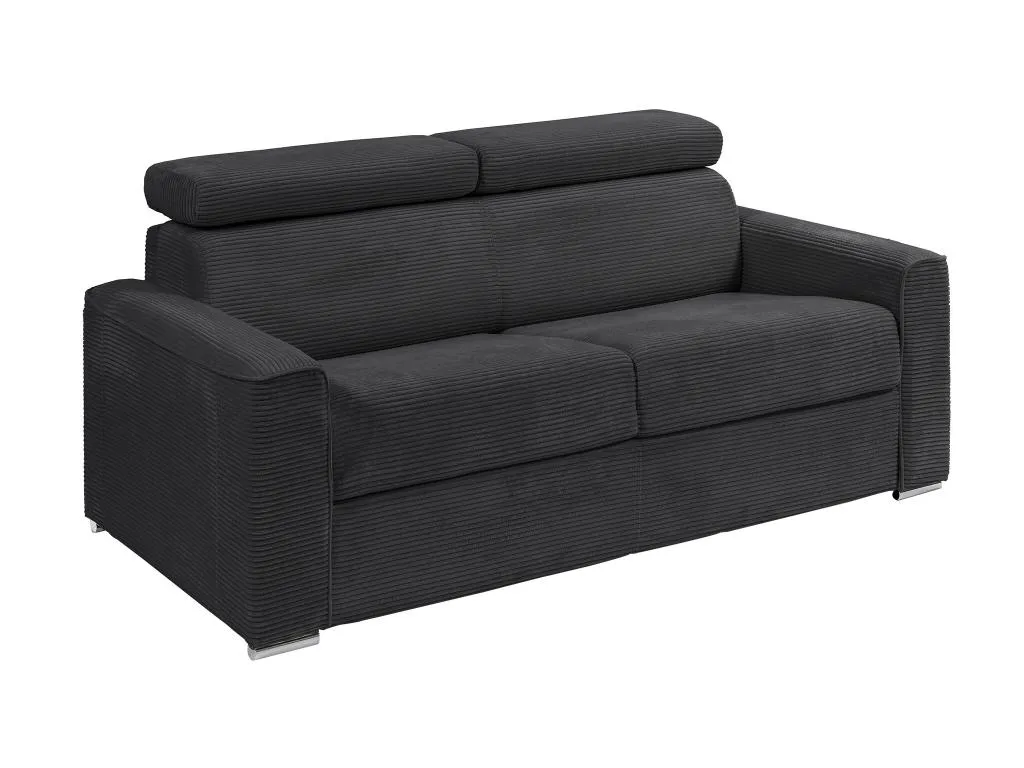 Sofá cama de 3 plazas con apertura italiana de pana gris - Somier de láminas de 140 cm - Colchón de 18 cm - Banakdecoracion FEZI36871