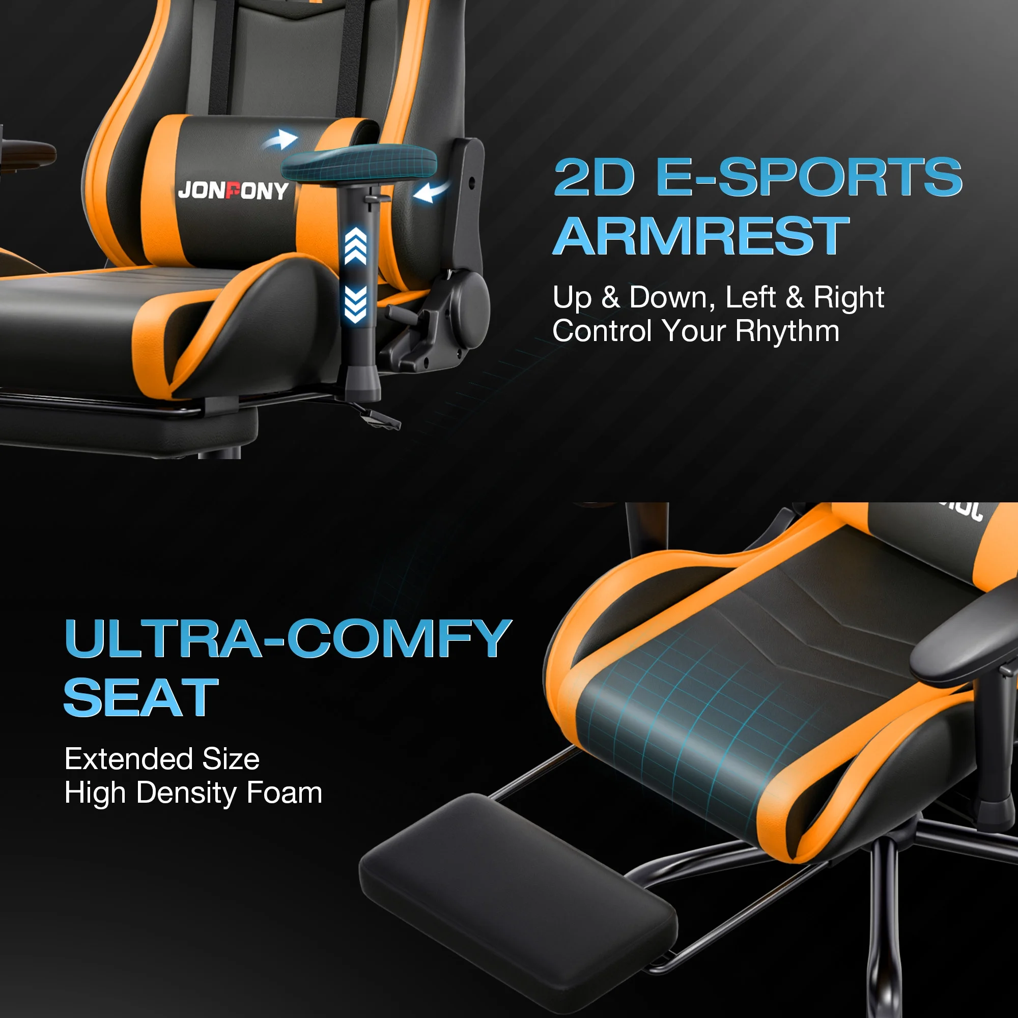 JONPONY Big and Tall 500LBS Gaming Chair, Ergonomic Design, Gamer Chair PU Leather with Footrest and Lumbar Support, High Back Office Chair Support 8 Hours Long Sitting, Computer Chair,Red - Image 32
